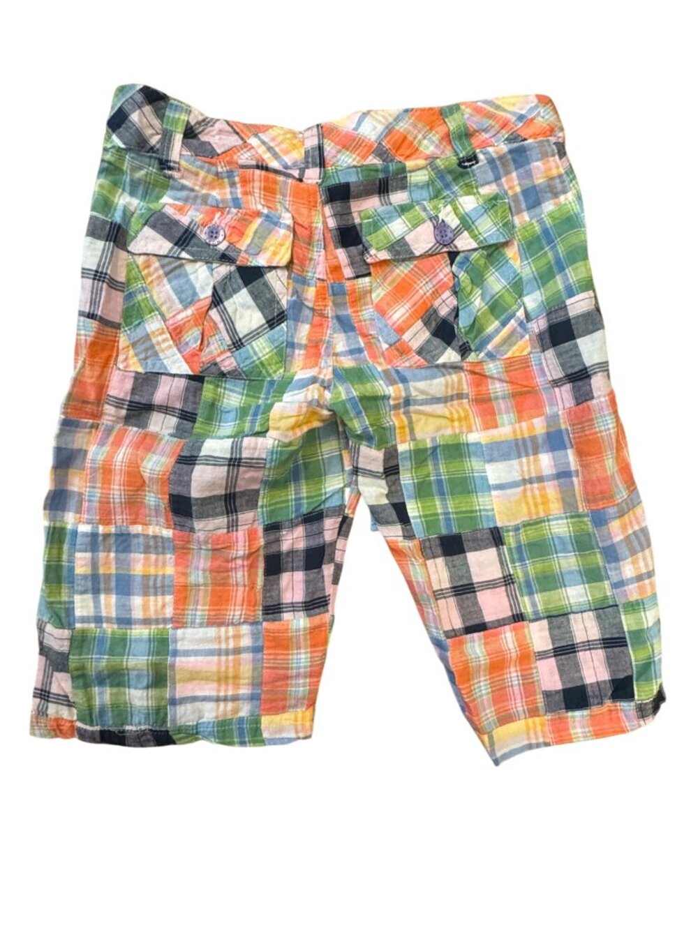 Vintage Novi Girls Plaid Patchwork Cotton Shorts W/ Pockets Size 3 Multicolor Li - Picture 2 of 4